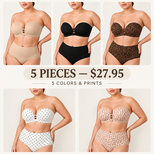 Plus-Size Women's Strapless Double Front Clasp Push-Up Bra (Fits D/DD/F Cups)